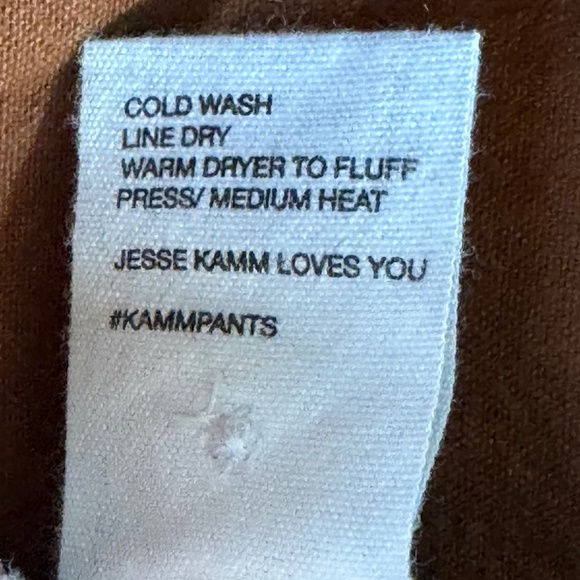 Jesse Kamm The Sailor 100% Organic Cotton Canvas Pants Clay Tapered Leg Sz 10 - Picture 8 of 8